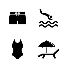 Water Pool, Swimming. Simple Related Vector Icons Set for Video, Mobile Apps, Web Sites, Print Projects and Your Design. Water Pool, Swimming icon Black Flat Illustration on White Background.