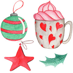 watercolor christmas elements