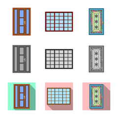 Isolated object of door and front logo. Set of door and wooden stock vector illustration.