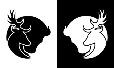 Deer and buffalo cut out silhouette icon