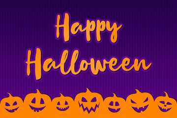 Halloween greetings on background with creepy pumpkin lanterns. Vector.