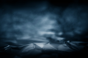 Background of empty room with spotlights and lights, abstract purple background with neon glow