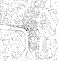 Fototapeta na wymiar Mappa satellitare di Vientiane, Laos, strade della città. Stradario e mappa del centro città. Asia