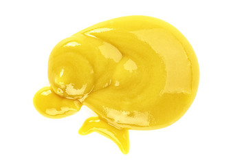 Mustard sauce. Splash of mustard on a white background.