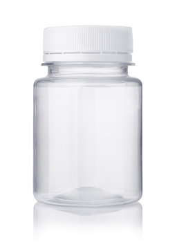 Empty plastic medical bottle
