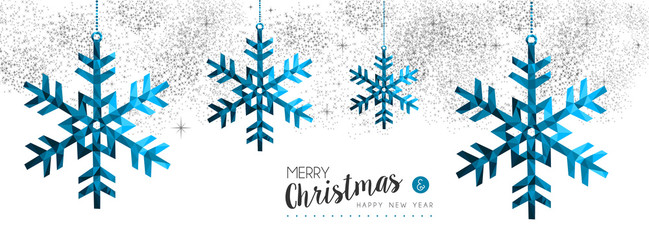 Christmas and New Year blue winter snow card