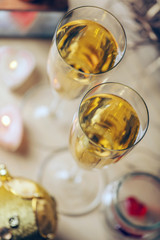 champagne glass heart candle table