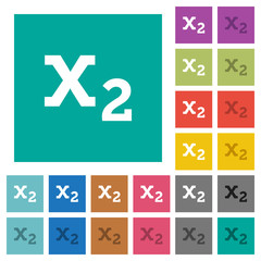 Subscript square flat multi colored icons