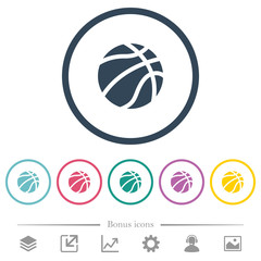 Basketball flat color icons in round outlines