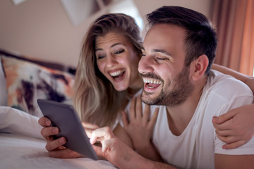 Couple using a tablet