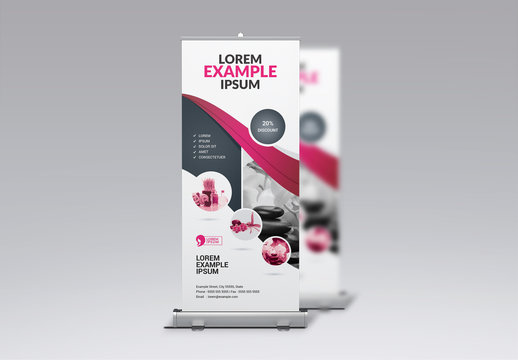 Banner Advertisement Layout for Beauty Salon with Pink Ribbon Design