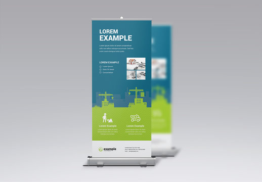 Banner Advertisement Layout with Construction Illustration