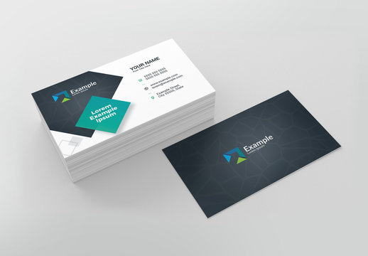 Black and White Business Card Layout with Teal Accents