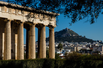 Obraz premium Athens, view toward lycabettus from ancient agora