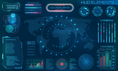Futuristic HUD Design Elements. Infographic or Technology Interface for Information Visualization