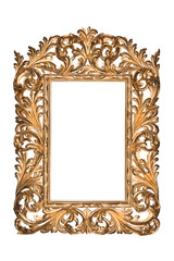 Antique Carved gilded frame for painting, photo, mirrors on a white background. Isolate.