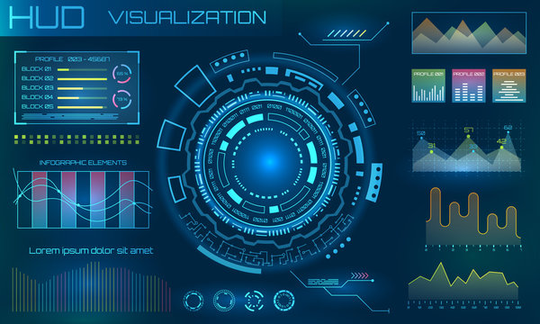 Futuristic HUD Design Elements. Infographic or Technology Interface for Information Visualization