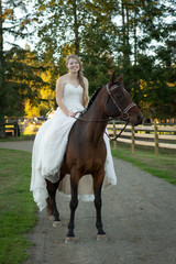 Bride riding her horse