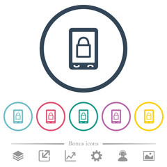 Obraz premium Lock mobile flat color icons in round outlines