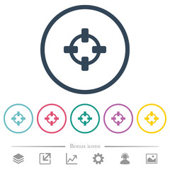 Target flat color icons in round outlines