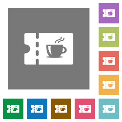 Coffee house discount coupon square flat icons