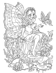 Fototapeta premium Coloring page The Fairy