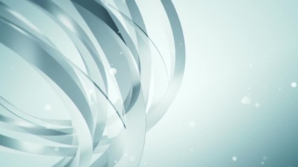 Abstract background with animation of waving and flying stripes from glass, silk or crystals. Animation of seamless loop.