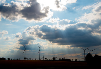 windmills for renewal power generation in rural saxonia, germany