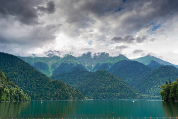 Lake Ritsa in Abkhazia.alpine lake. summer view
