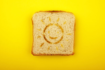 Bread Toast sun face Yellow background 