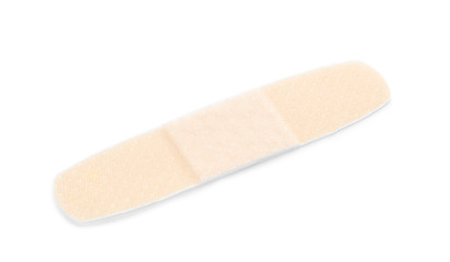 Adhesive plaster on white background. Medical item