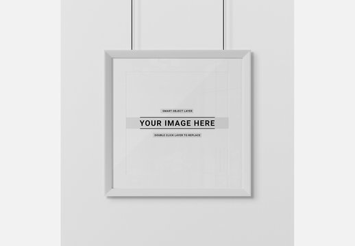 Square Frame Isolated on Wall Mockup