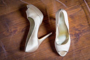 Elegant wedding shoes with high heels