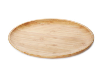 Plate made of bamboo on white background