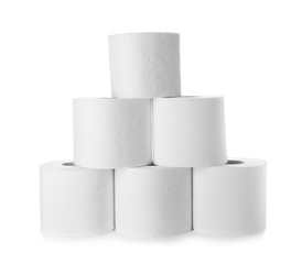 Rolls of toilet paper on white background. Personal hygiene