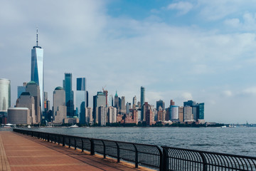 Skyline of Downtown Manhattan over Hudson River
