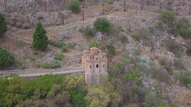 Stunning 4k orbit aerial of a church in Stilo, in the valleys of Calabria, Italy