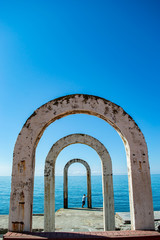 Sea view arches background texture sunny day
