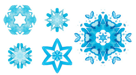 Fototapeta premium set of watercolor snowflakes