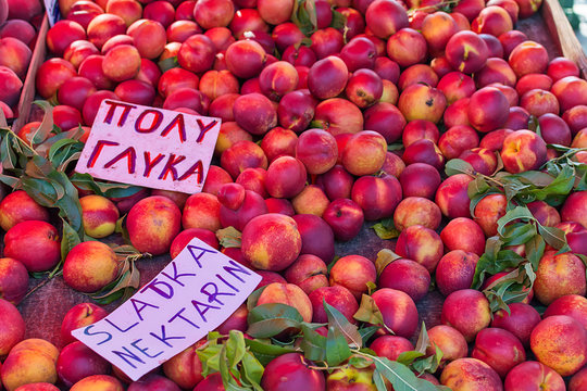 Fresh nektarine on the market