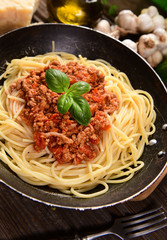 Tasty homemade spaghetti bolognese