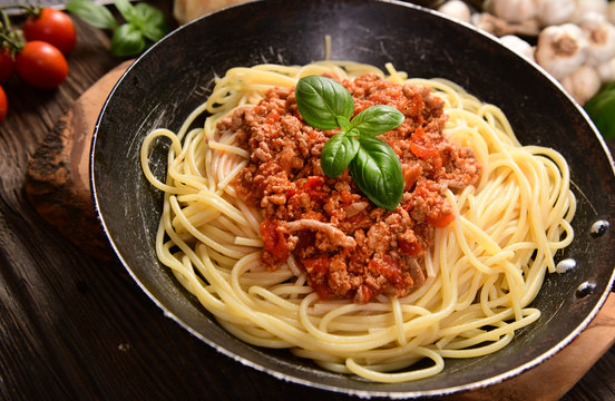 Tasty homemade spaghetti bolognese