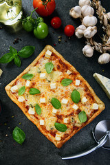 Homemade four cheese pizza