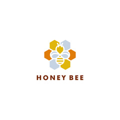 Bee logo design, Honey icon symbol vector