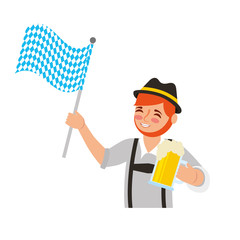 bavarian man with beer and flag