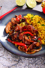 Oriental dish - rice with chicken