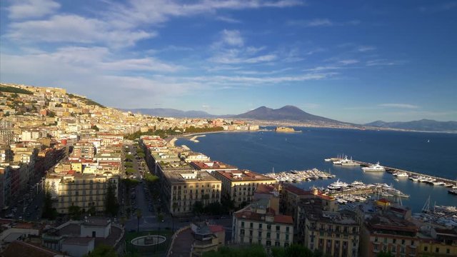 Naples, Italy city skyline and mediterranean ocean