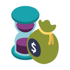 bag money with hourglass isolated icon