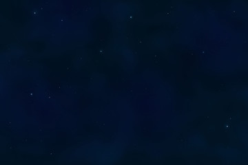 Fototapeta na wymiar Dark starry sky, night background. Closeup moon and star light effect. Glow stars at dark blue space