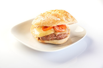 burger with cheese and tomato